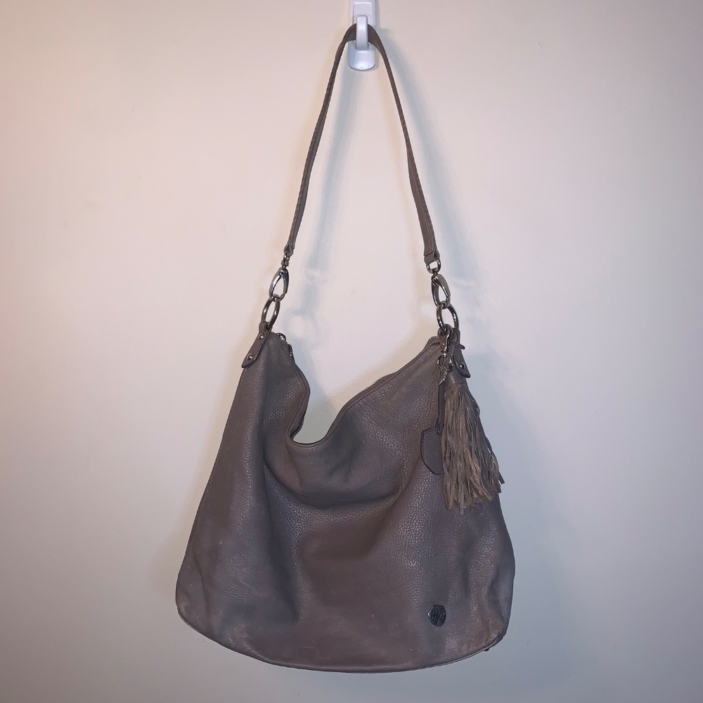 Poppy Barley Grey Leather Shoulder Bag